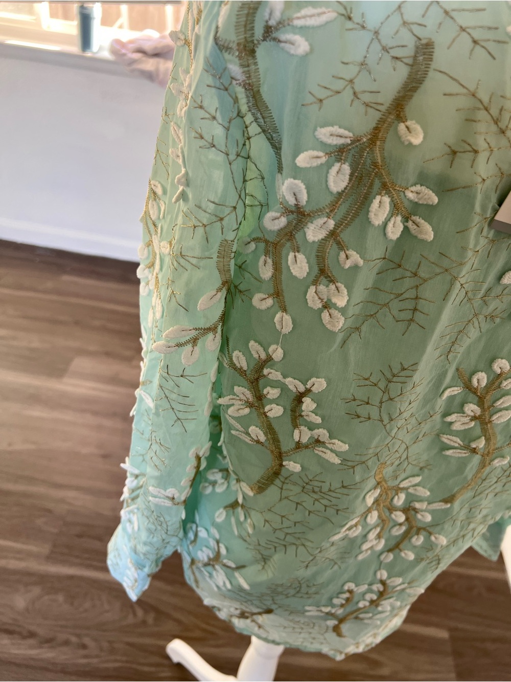 Karen Millen Mint Green Embroidered Vine Tunic